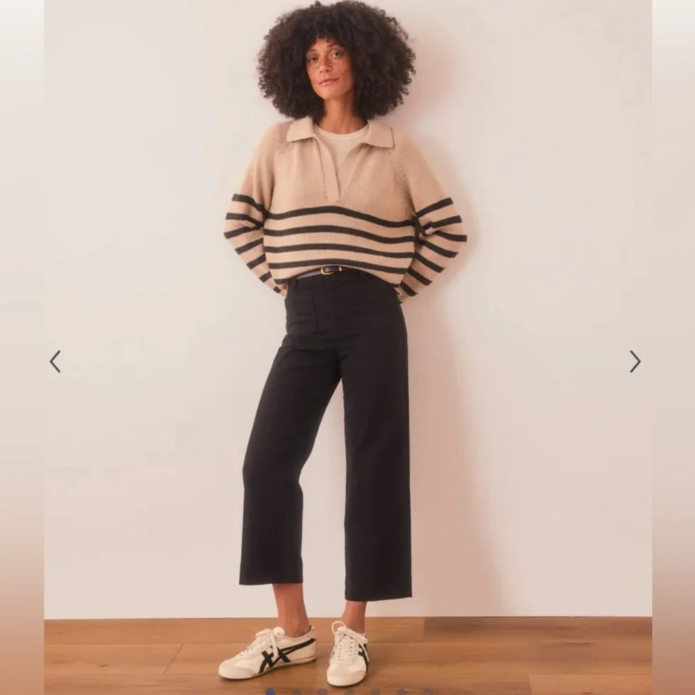 NWT Marine Layer Bridget Wide Leg Crop Pants in Faded Black SZ 10 - Picture 1 of 16